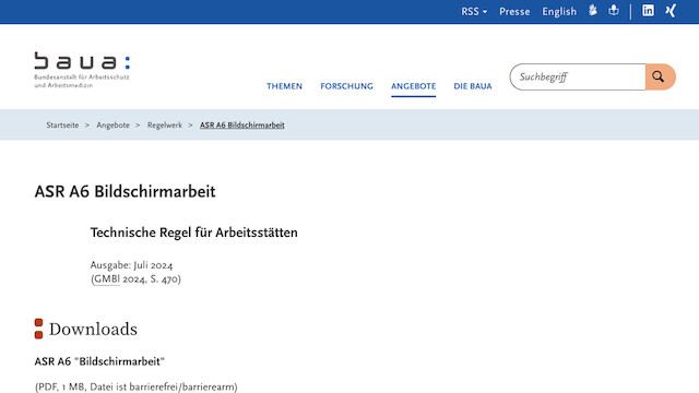 Neue Technische Regel für Arbeitsstätten 